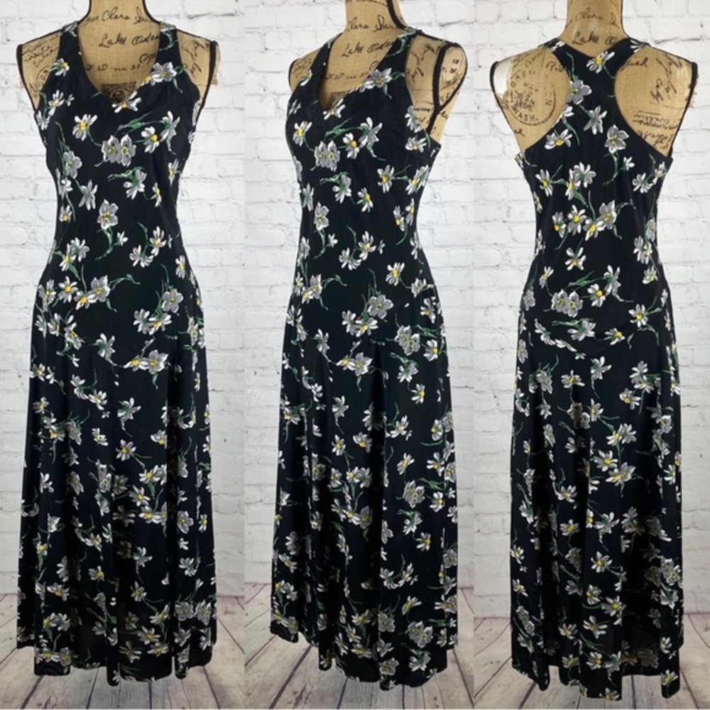 Affinity Black Racerback Daisy Print Maxi